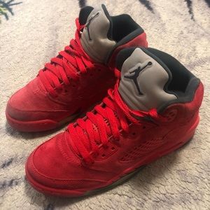 Air Jordan 5 Retro GS Red Suede Shoes Size 5Y